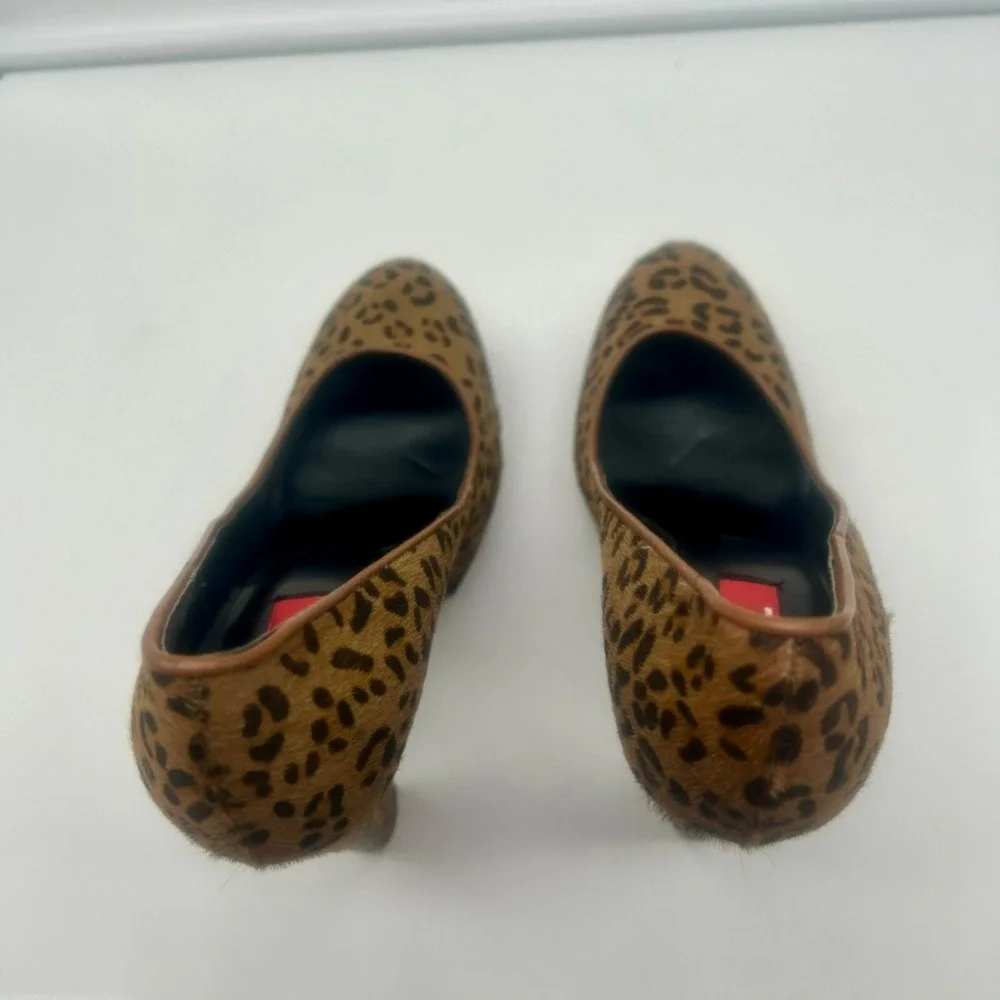NEW Red Saks Fifth Avenue Ramona Platform Heels Women‎ 8.5 Dyed Calf Fur Leopard